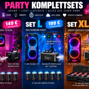 PARTY SET MIETEN | JBL Sound + Ape Labs Licht + Effekte | S-L-XL